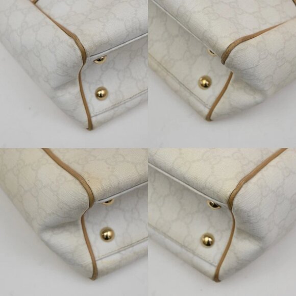 GUCCI Logo GG Shoulder Tote Bag PVC Leather White GHW Italy - Picture 7 of 16